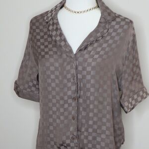 NWT 2 Piece Set Gap Body Checkered Pajamas in Taupe XS/XXS